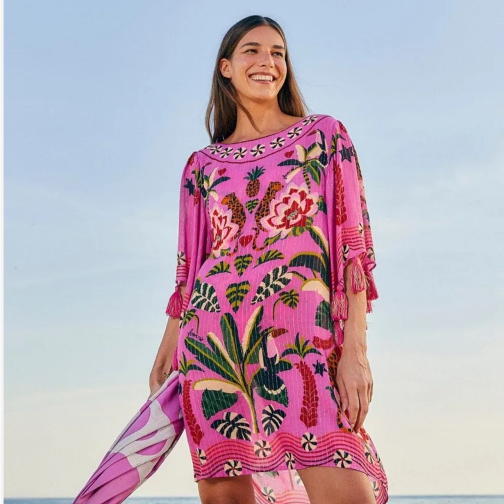 FARM Rio Pink Tropical Print Swim Cover-Up